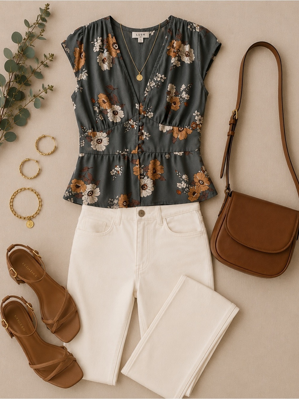 Sadie & Sage Floral V-Neck Peplum Blouse